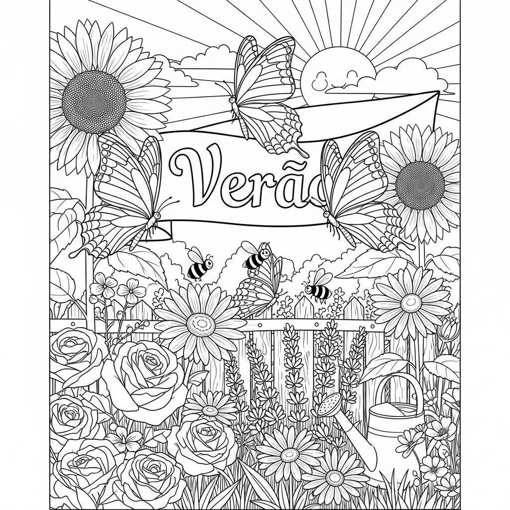 Coloriage jardin d'été