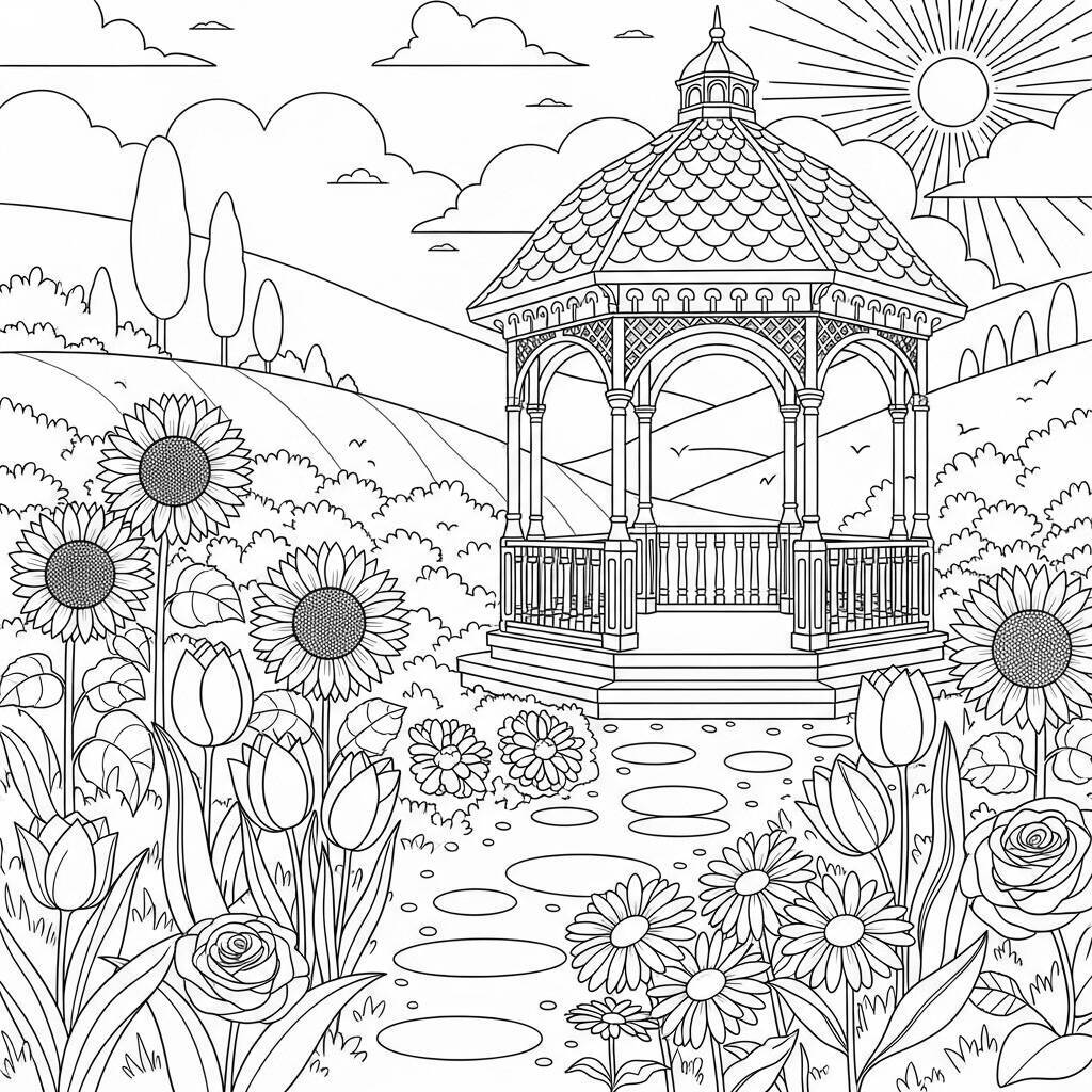 Desenho de Jardim para Colorir