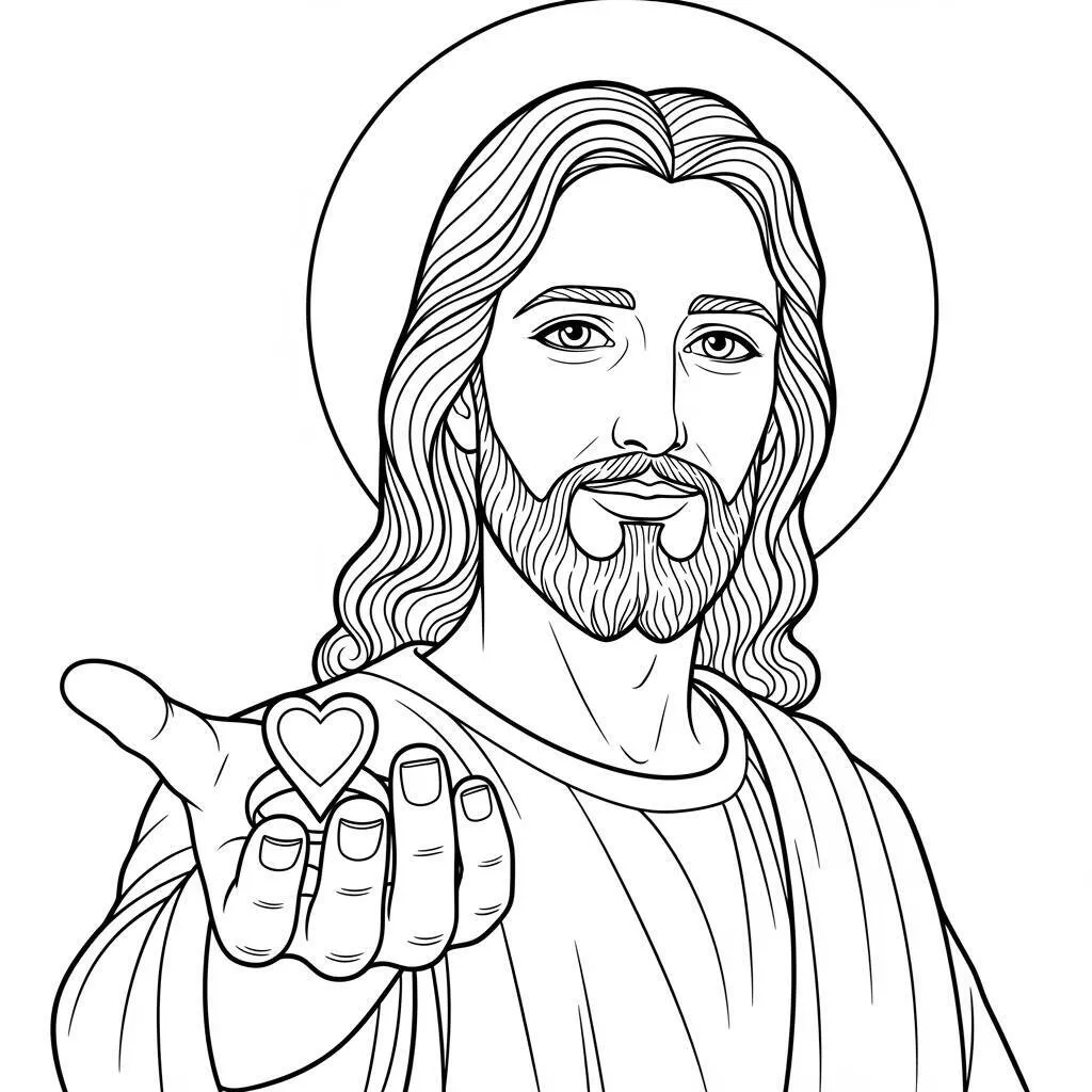 Desenho de Jesus e a Aliança do Amor para Colorir