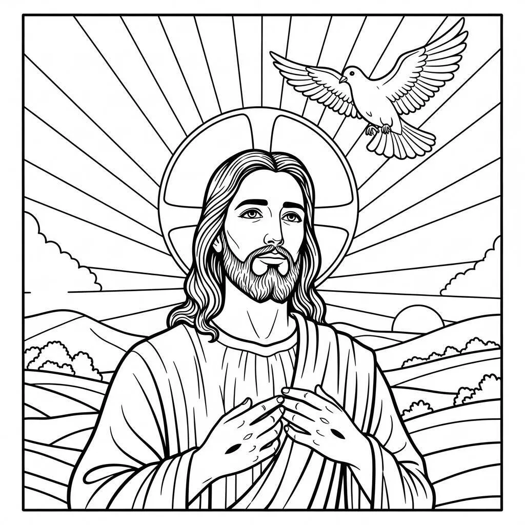 Desenho de Jesus e a Esperança para Colorir