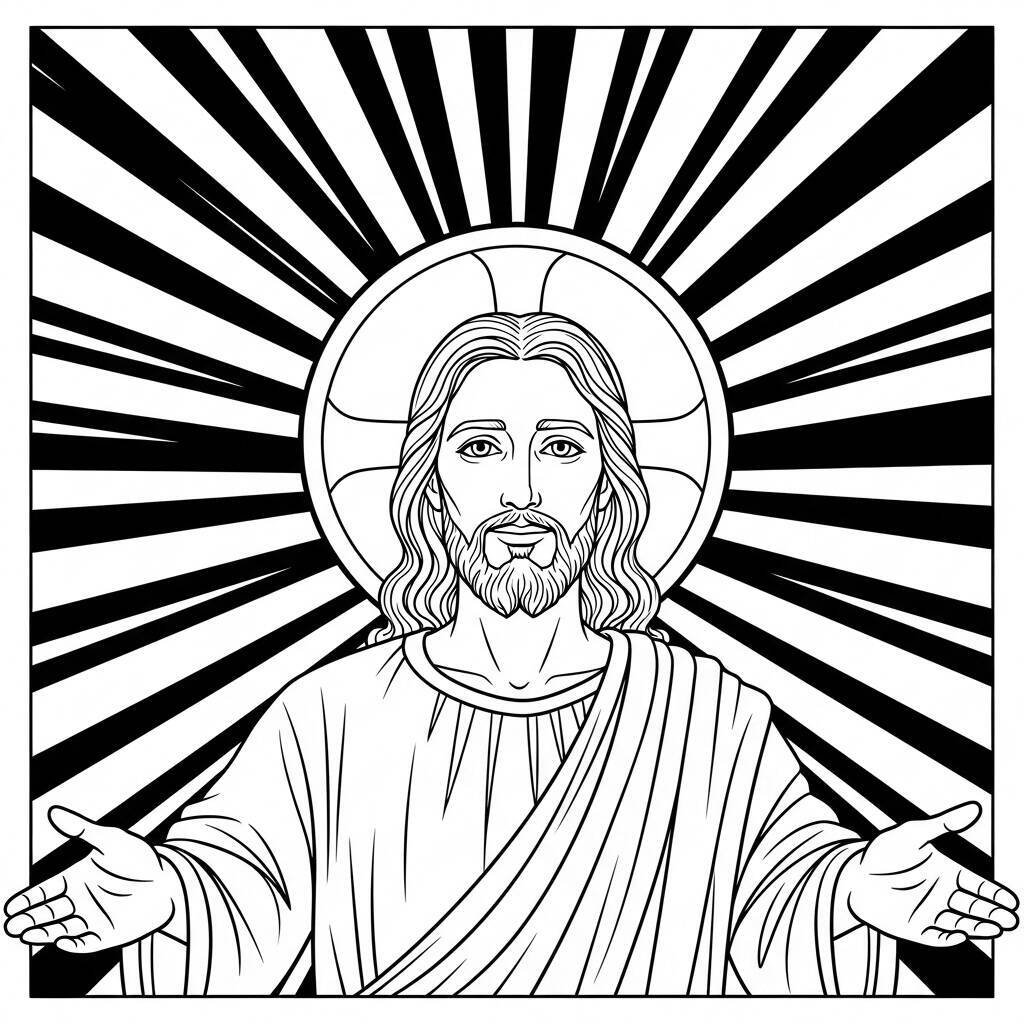 Desenho de Jesus e a Luz para Colorir