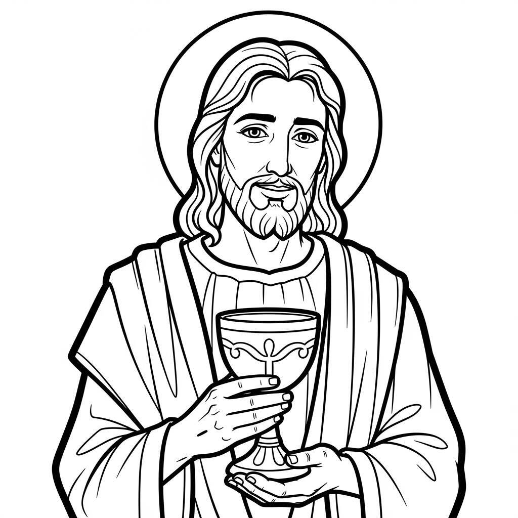 Desenho de Jesus e o Santo Graal para Colorir
