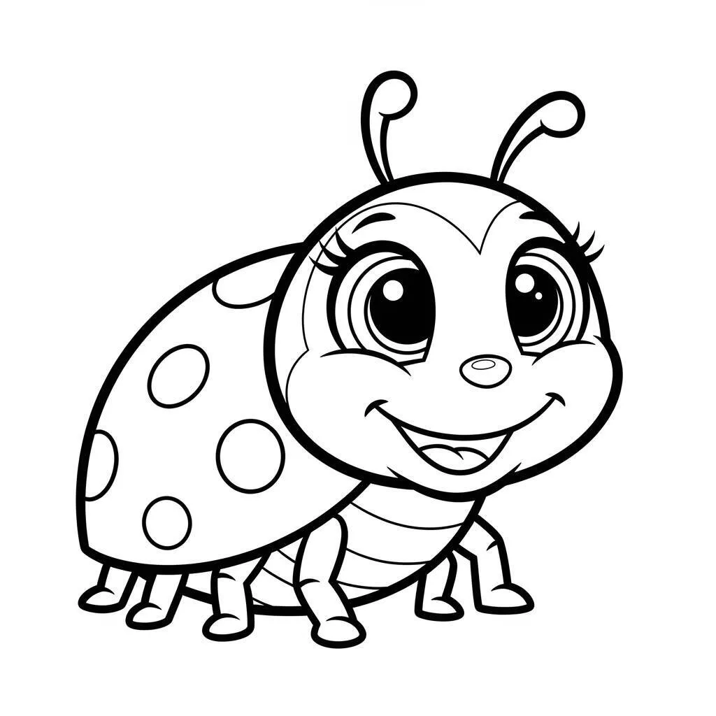 Desenho de Joaninha Kawaii para Colorir