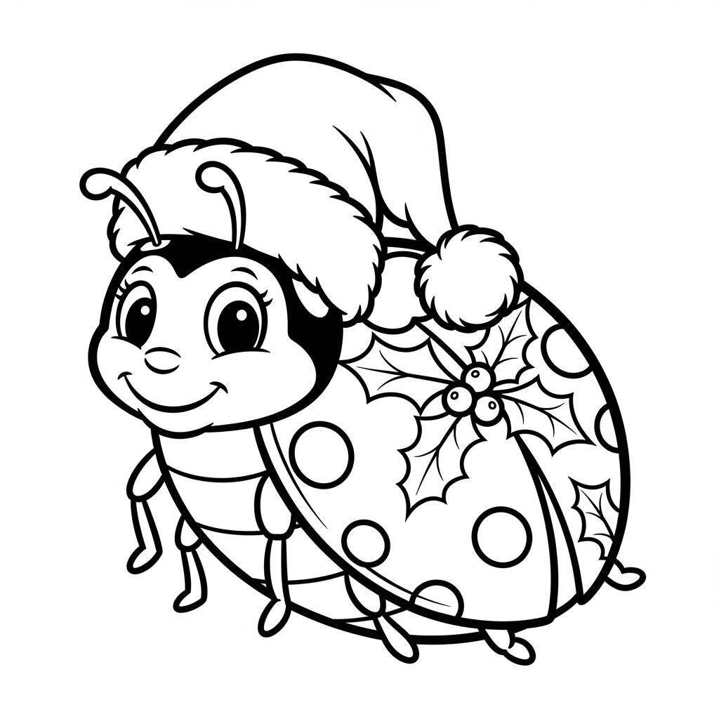 Desenho de Joaninha de Natal para Colorir
