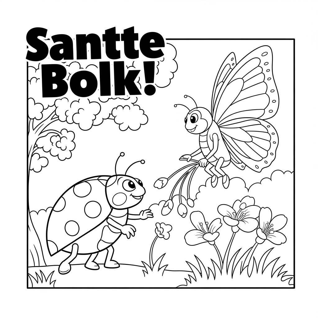 Desenho de Joaninha e Borboleta para Colorir