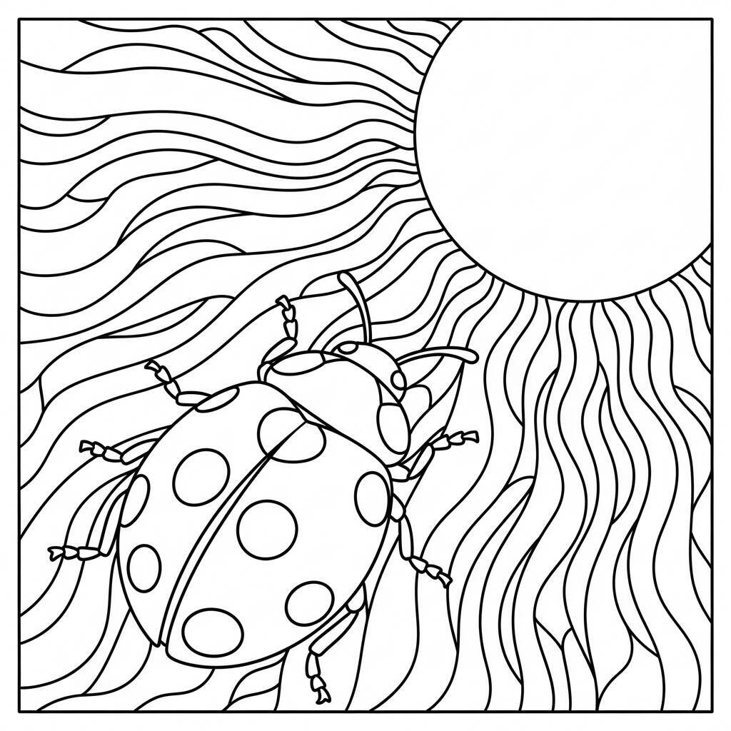 Desenho de Joaninha em um Dia de Verão para Colorir