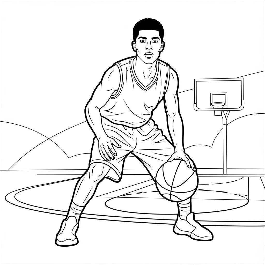 Desenho de Jogador de Basquetebol para Colorir