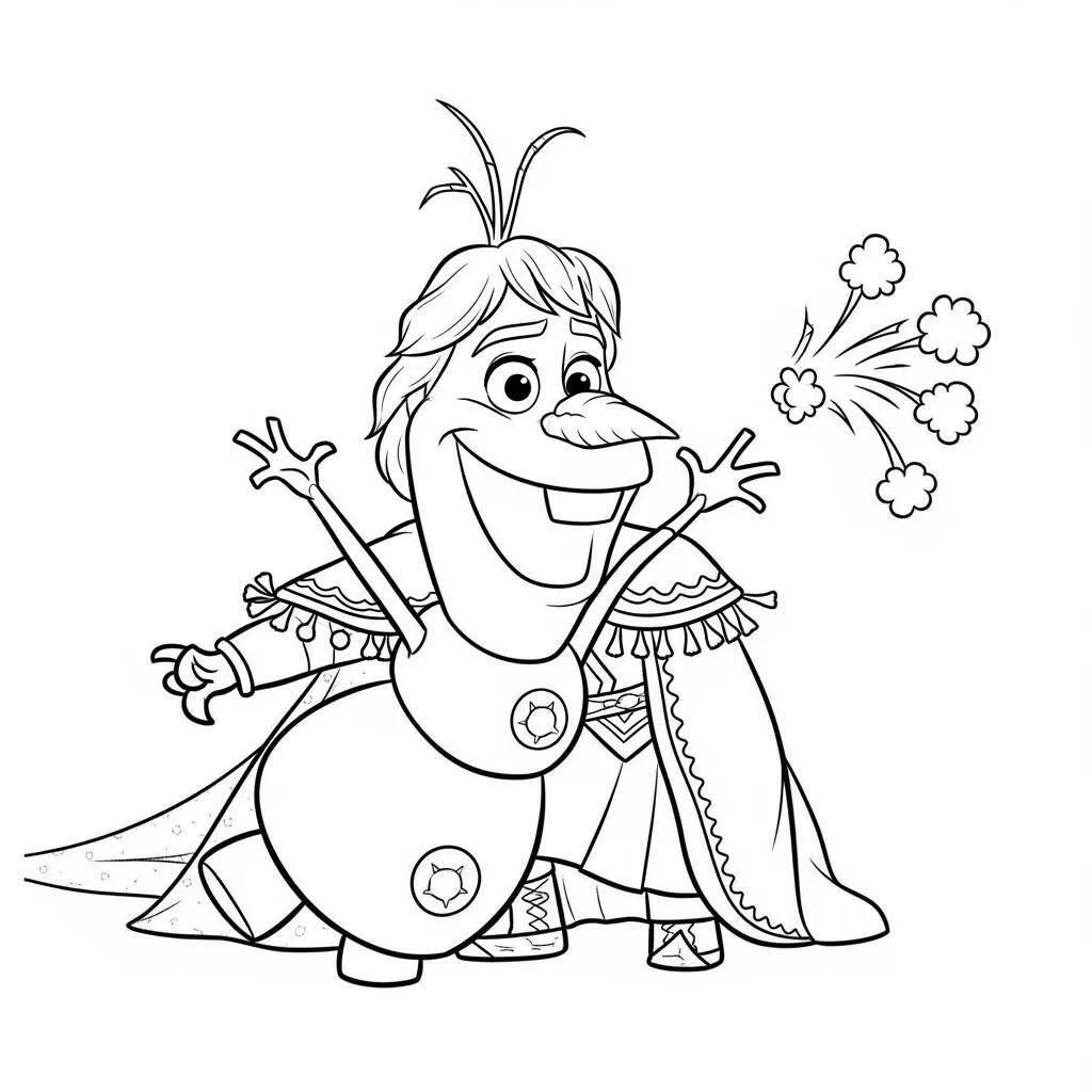Desenho de Kristoff e Olaf fazendo travessuras para Colorir