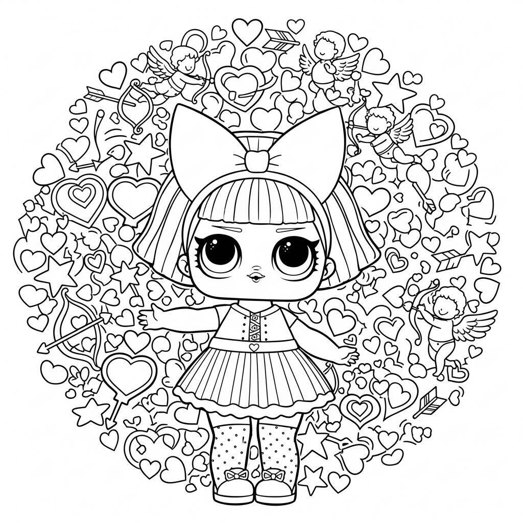 Desenho de LOL Surprise com Tema de Amor para Colorir