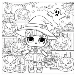 Desenho de LOL Surprise com Tema de Dia das Bruxas para Colorir