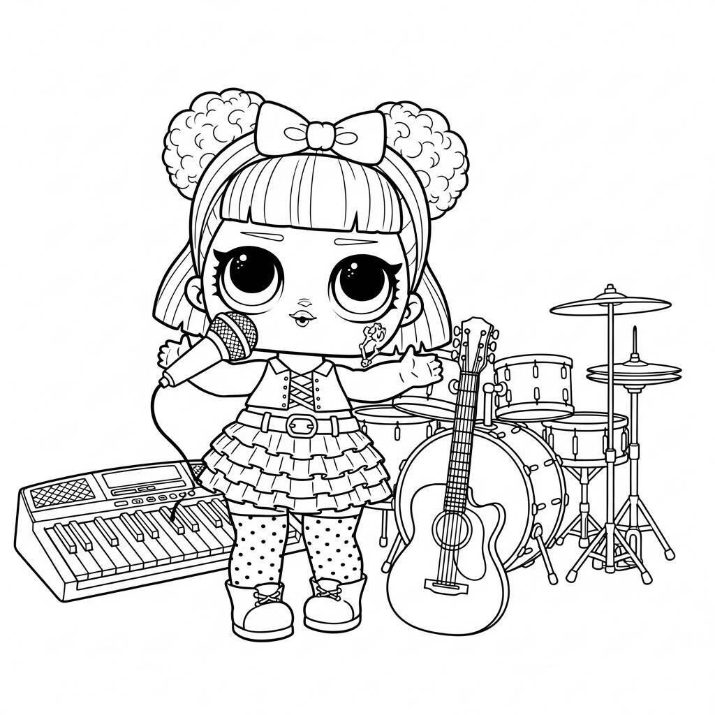 Desenho de LOL Surprise com Tema de Música para Colorir