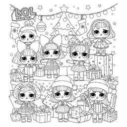 Desenho de LOL Surprise com Tema de Natal para Colorir