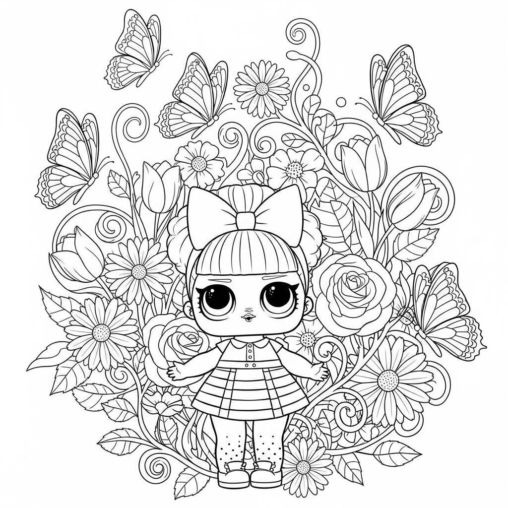 Desenho de LOL Surprise com Tema de Primavera para Colorir