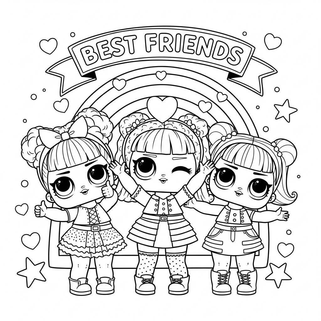 Desenho de LOL Surprise e Amigas para Colorir