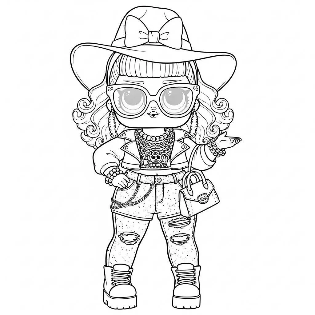 Desenho de LOL Surprise em Estilo de Moda para Colorir
