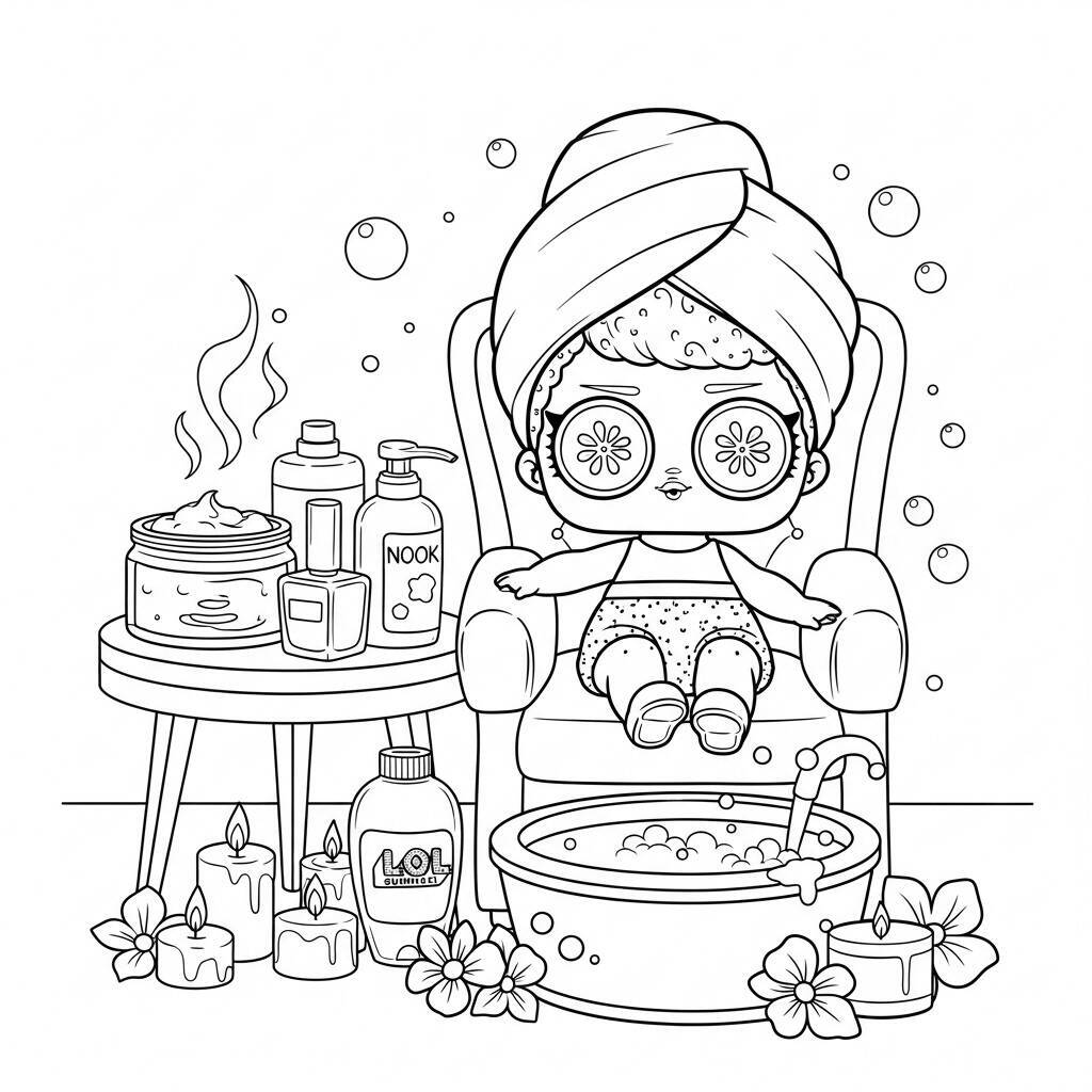 Desenho de LOL Surprise em um Dia de Spa para Colorir