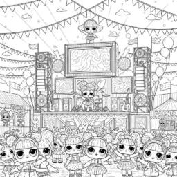 Desenho de LOL Surprise em um Festival de Música para Colorir