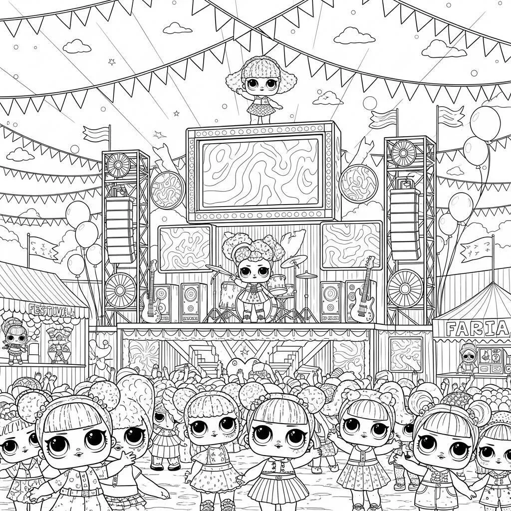 Desenho-de-LOL-Surprise-em-um-Festival-de-Musica-para-Colorir Desenho de LOL Surprise em um Festival de Música para Colorir