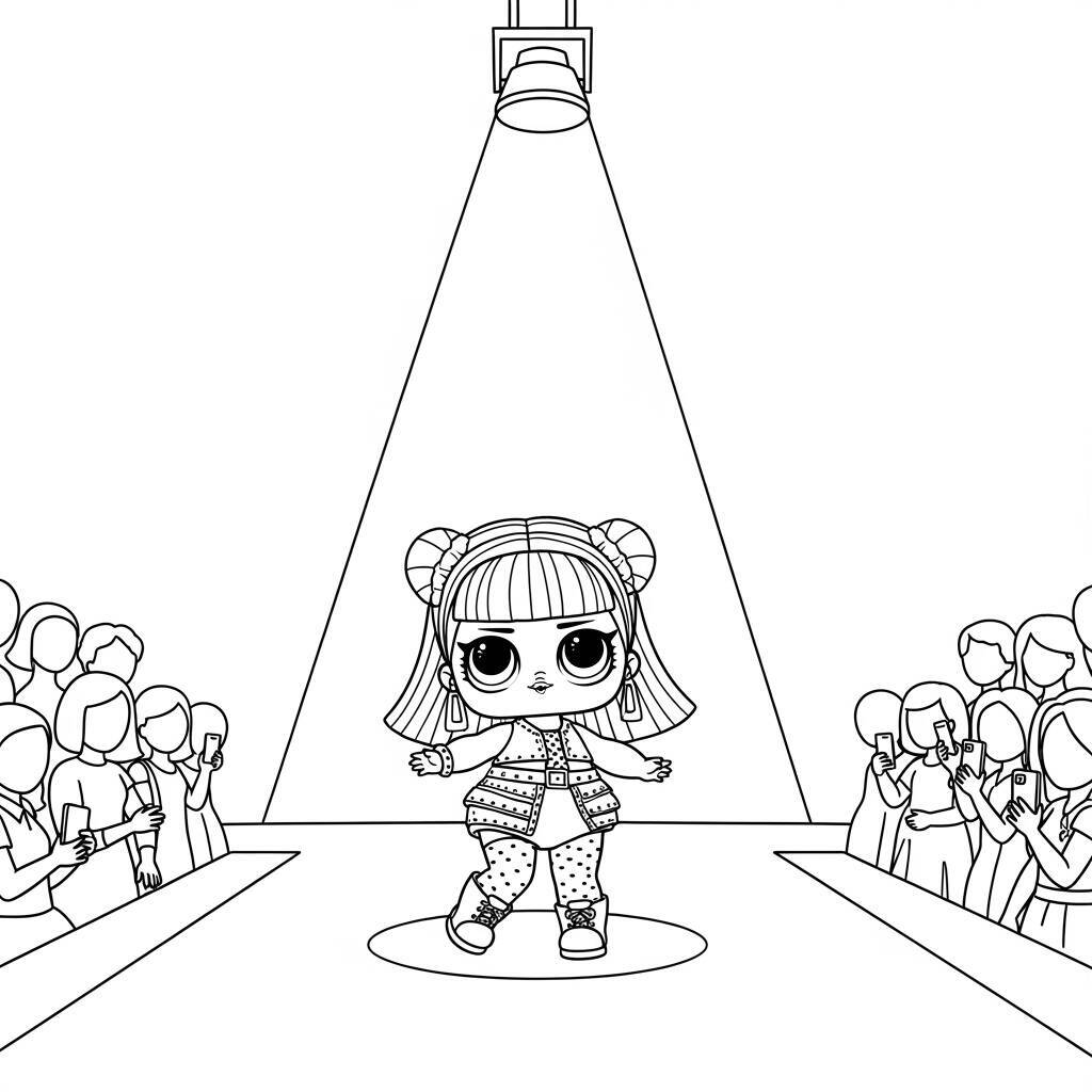 Desenho de LOL Surprise em um Show de Moda para Colorir