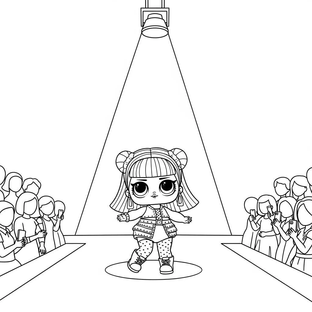 Desenho de LOL Surprise em um Show de Moda para Colorir