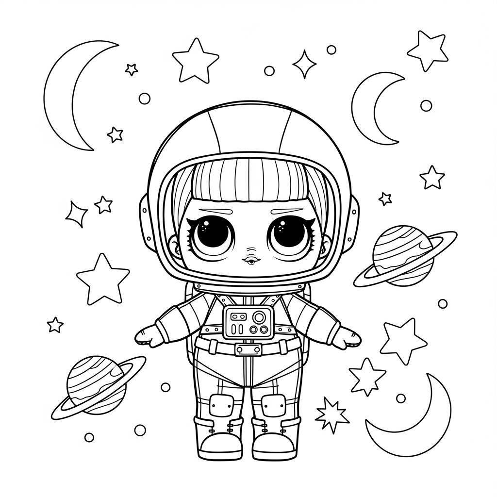 Desenho de LOL Surprise em uma Aventura Espacial para Colorir