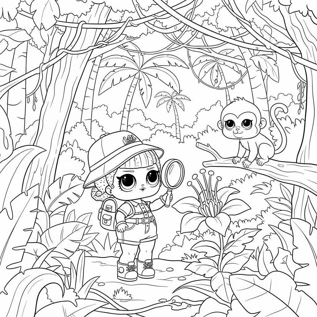 Desenho de LOL Surprise em uma Viagem de Aventura para Colorir