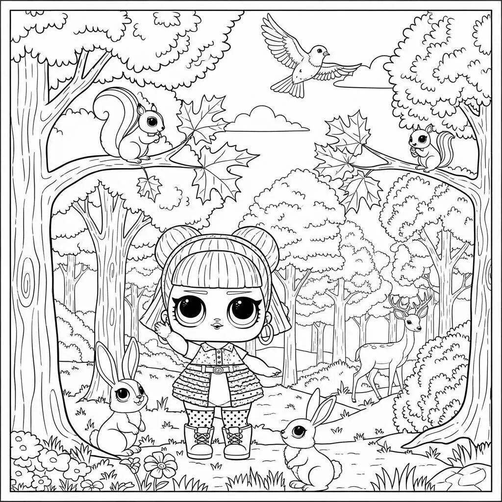 Desenho de LOL Surprise na Natureza para Colorir