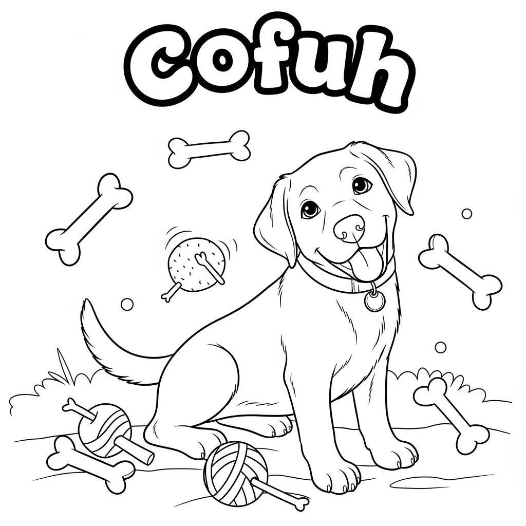Desenho de Labrador Fofo para Colorir
