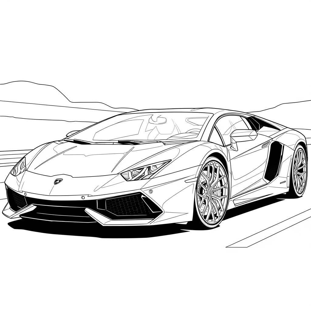 Dessin Lamborghini avec des détails réalistes à colorier