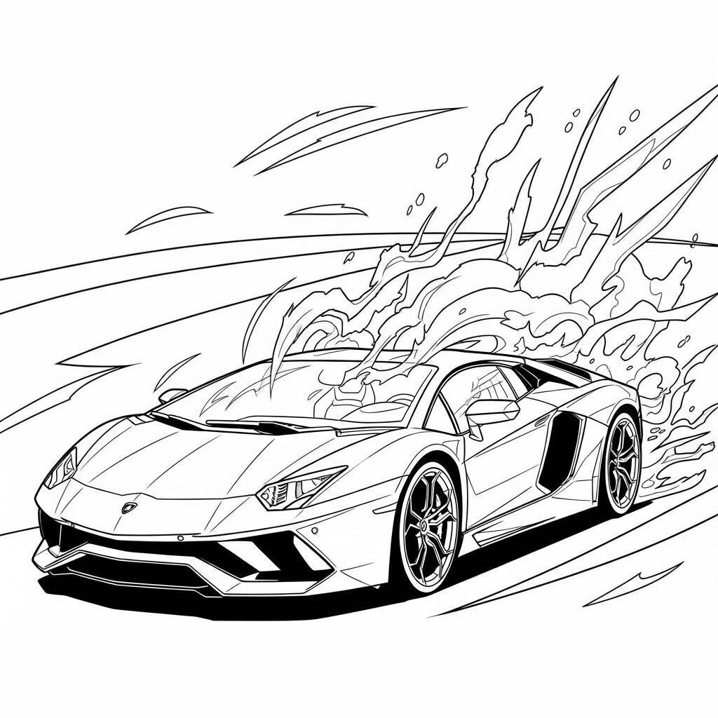 Coloriage Lamborghini avec effets de lumière