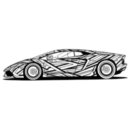 Desenho de Lamborghini com Grafismos Modernos para Colorir