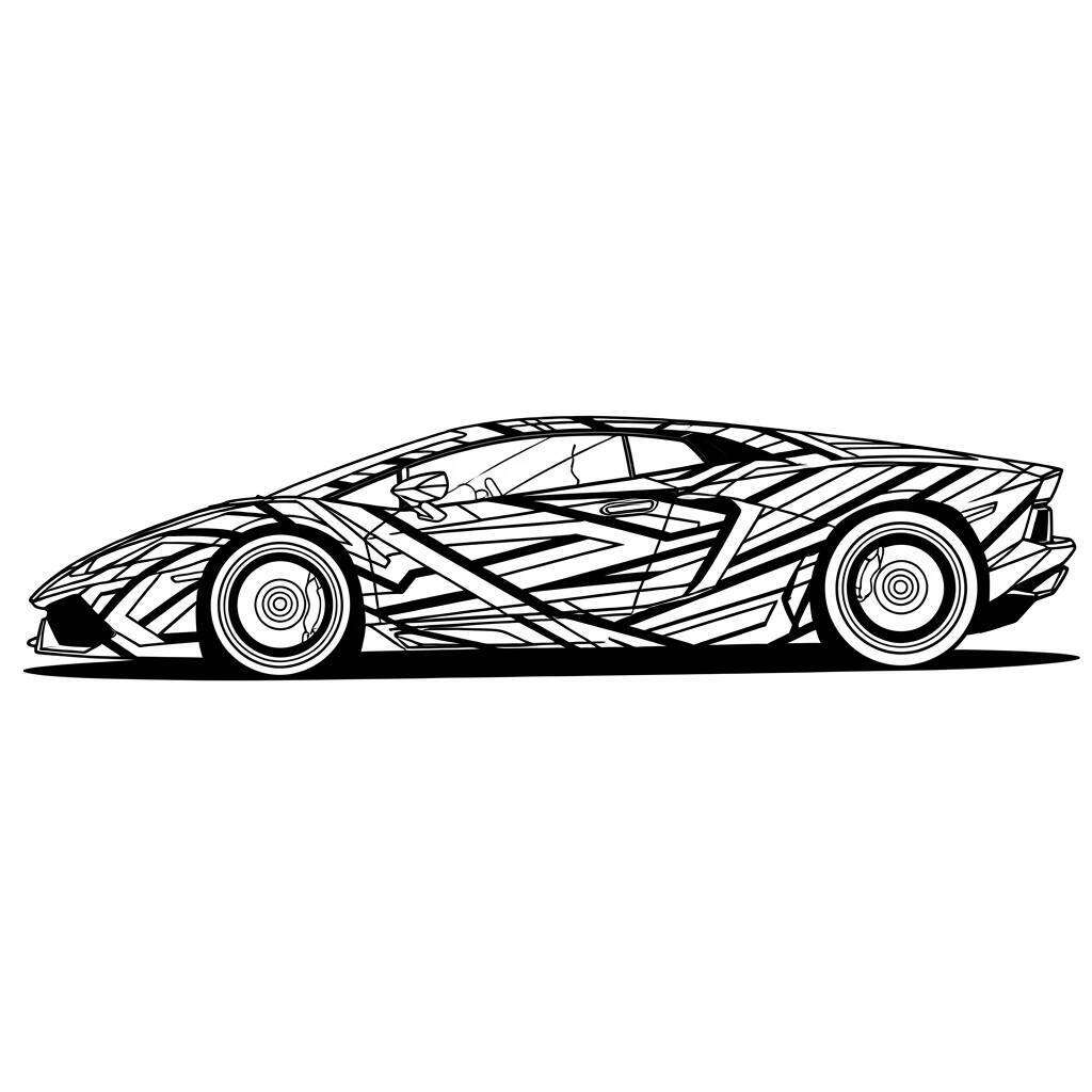 Dessin Lamborghini avec des graphismes modernes à colorier