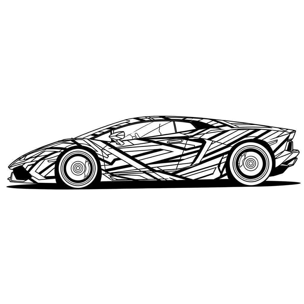 Desenho de Lamborghini com Grafismos Modernos para Colorir