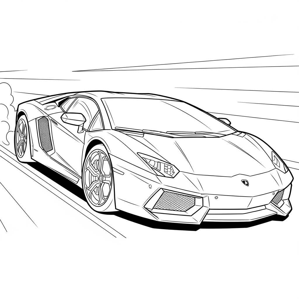 Coloriage Lamborghini dans un style animé