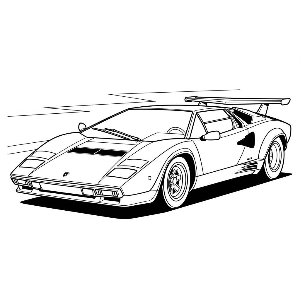Coloriage Lamborghini dans un style rétro