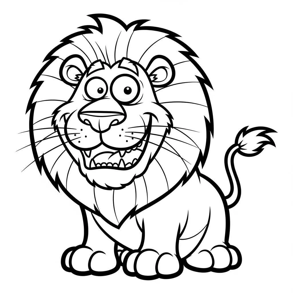 Desenho-de-Leao-com-Estilo-Cartoon-para-Colorir Leone da colorare con stile cartoon