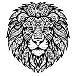 Desenho de Leão com Estilo Tribal para Colorir