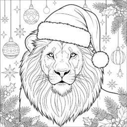 Pagina da colorare del leone di Natale