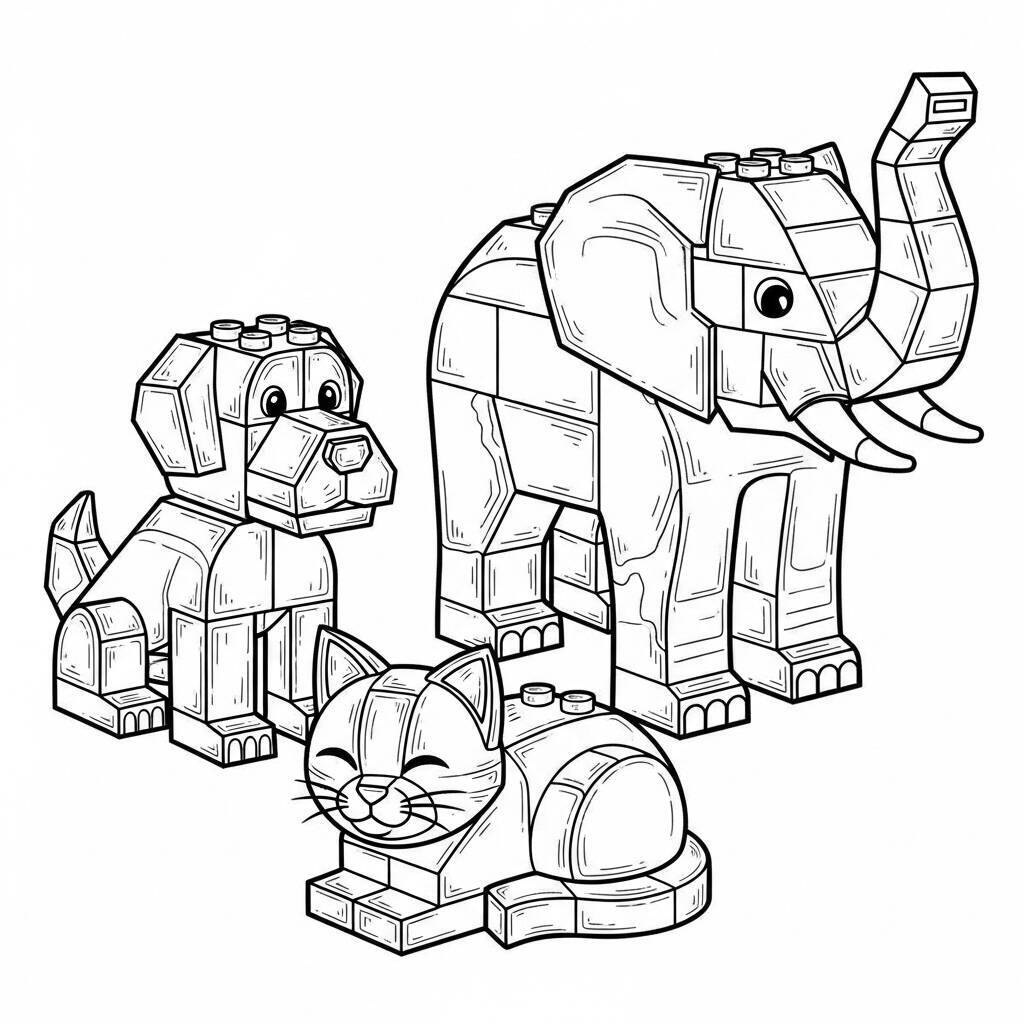 Desenho de Lego Animais para Colorir