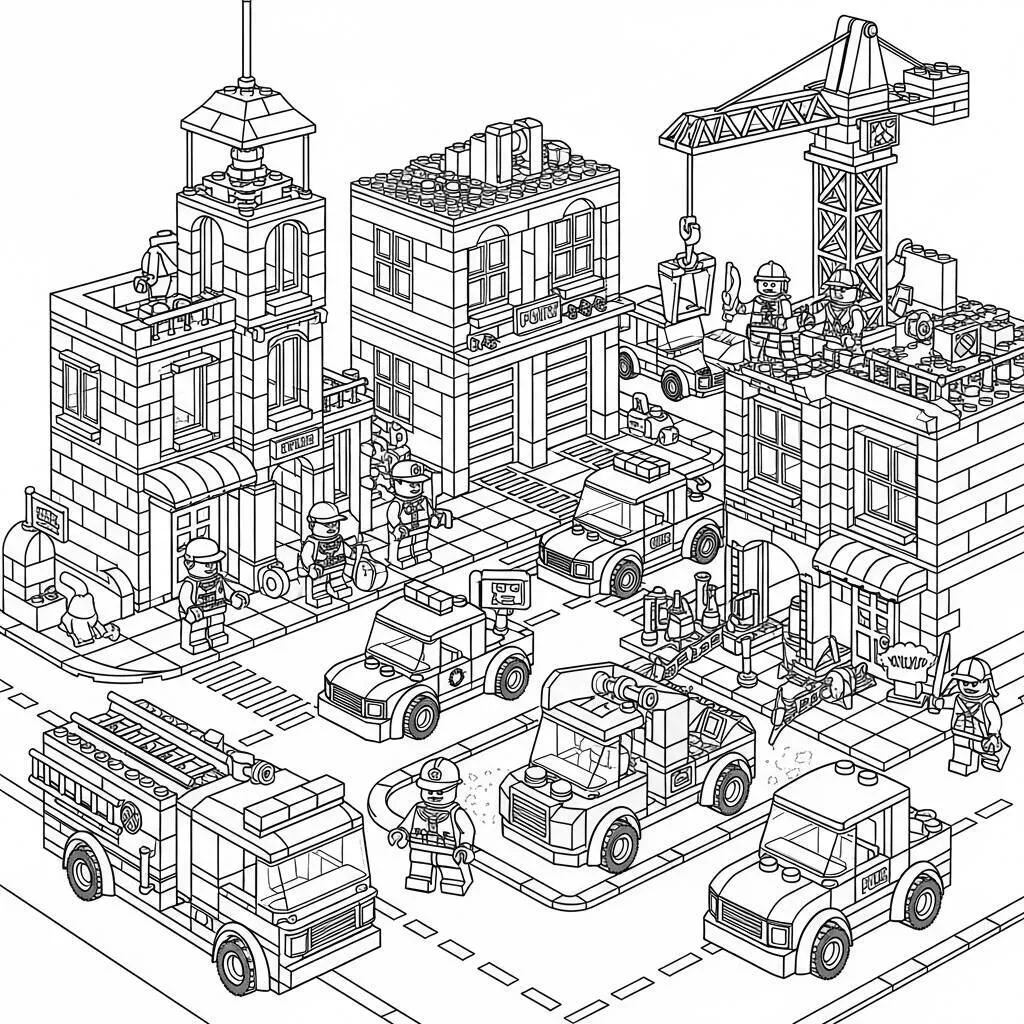 Desenho de Lego Cidade para Colorir