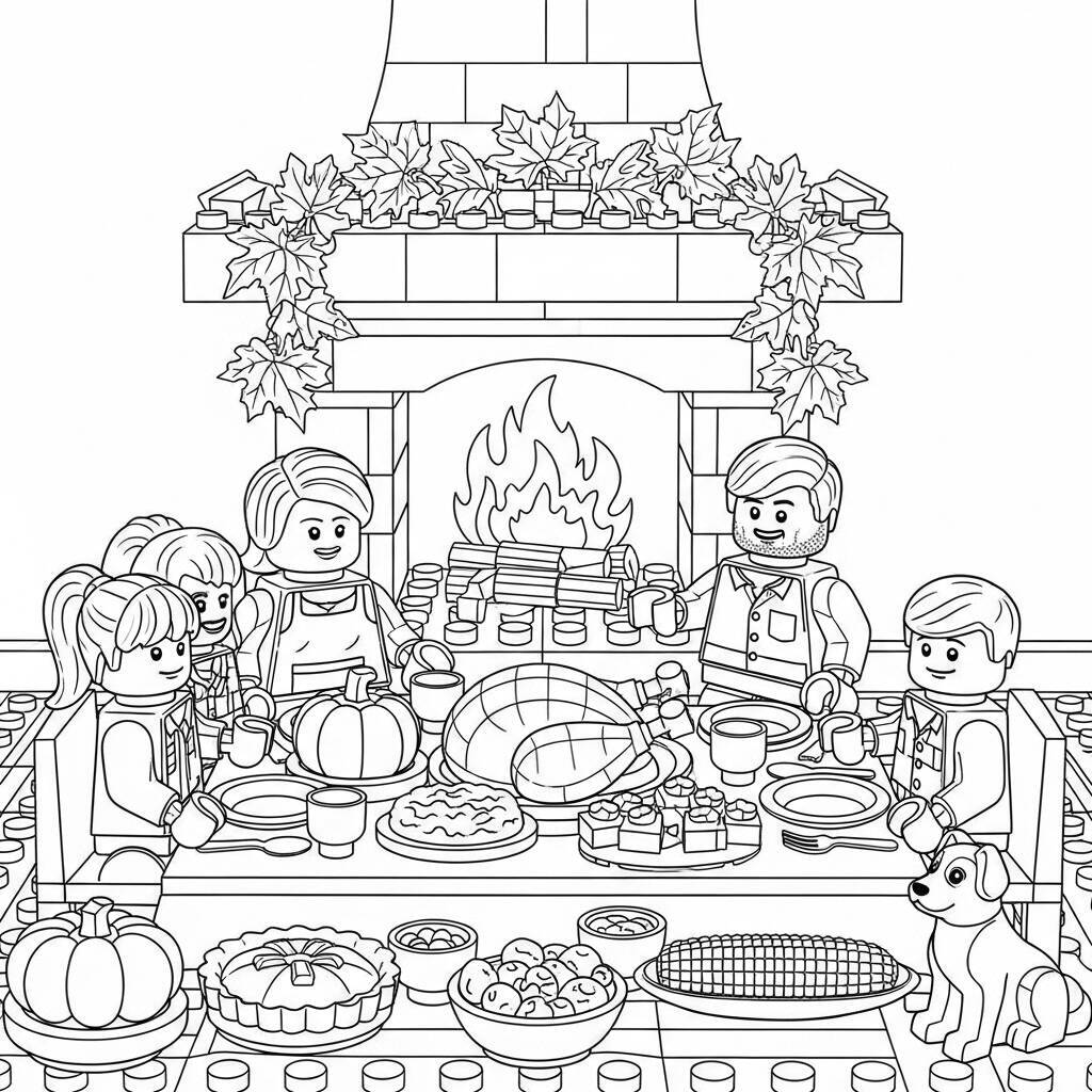 Desenho de Lego Dia de Ação de Graças para Colorir