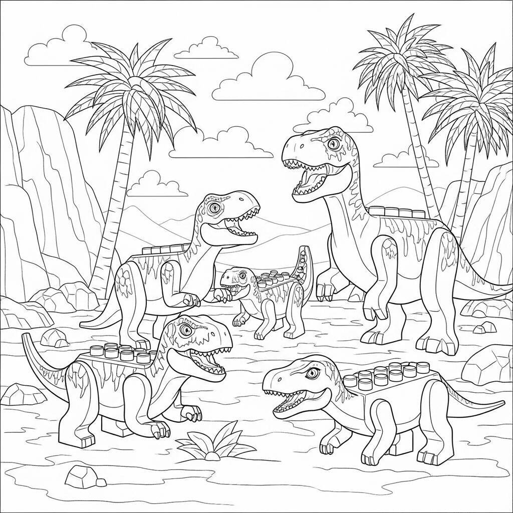 Desenho de Lego Dinossauros para Colorir