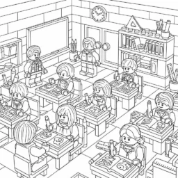 Desenho de Lego Escola para Colorir