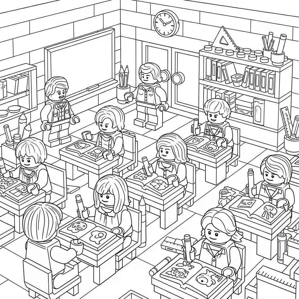 Desenho-de-Lego-Escola-para-Colorir Desenho de Lego Escola para Colorir