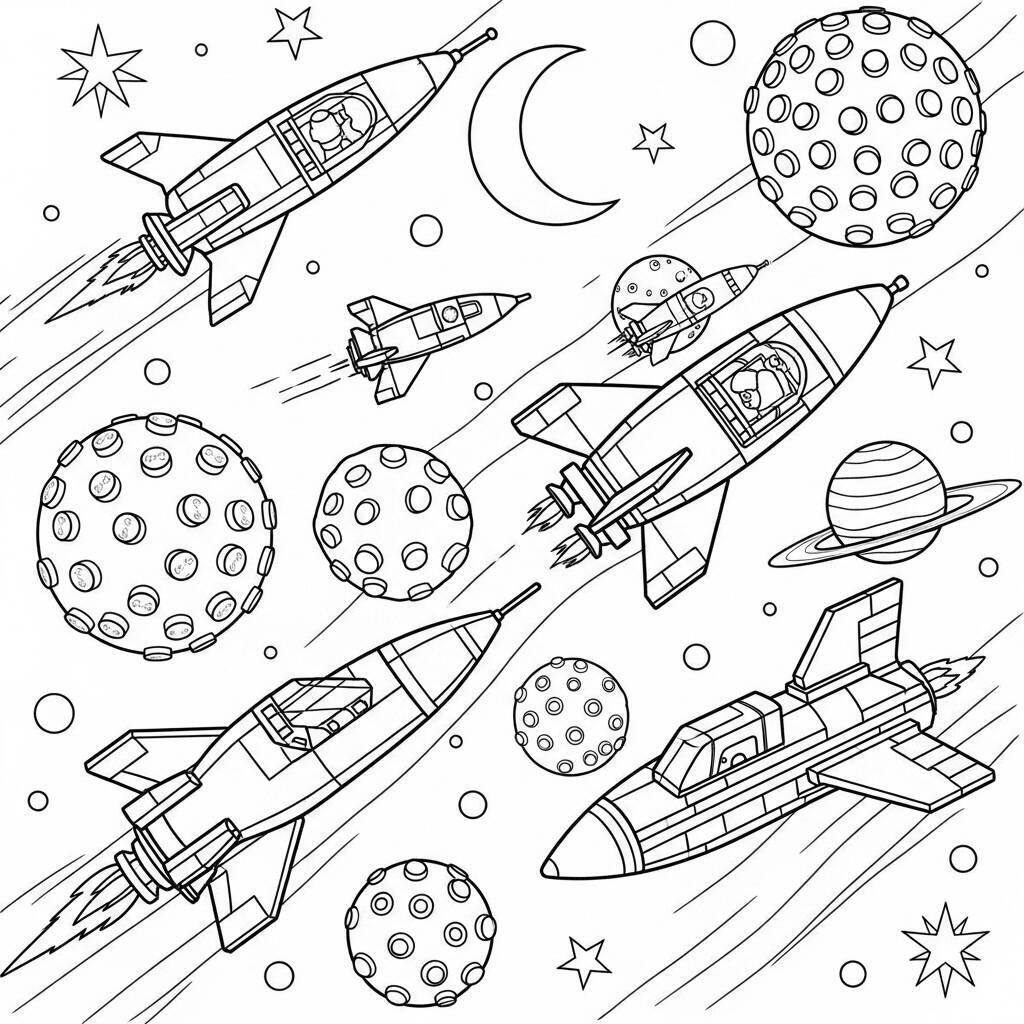 Desenho de Lego Espaço para Colorir