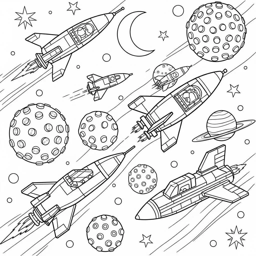 Desenho de Lego Espaço para Colorir