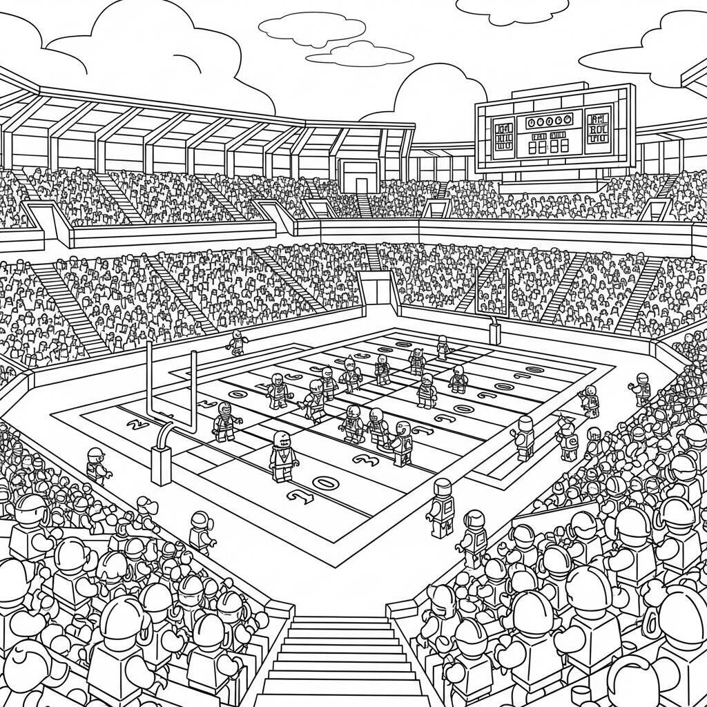 Desenho de Lego Estádio de Futebol para Colorir