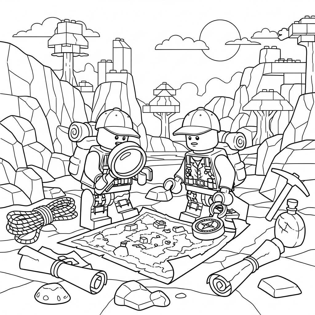 Desenho de Lego Exploradores para Colorir