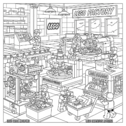 Desenho de Lego Fábrica para Colorir