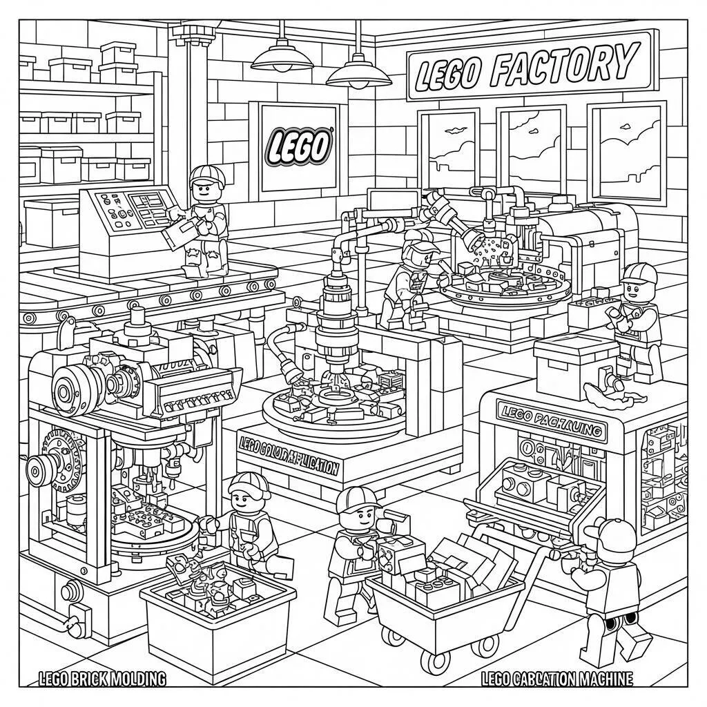 Desenho de Lego Fábrica para Colorir